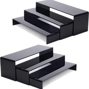 Custom Size Black Acrylic Riser Shelves Plexiglass Buffet Food Display Stands Cupcake Perfumes Risers