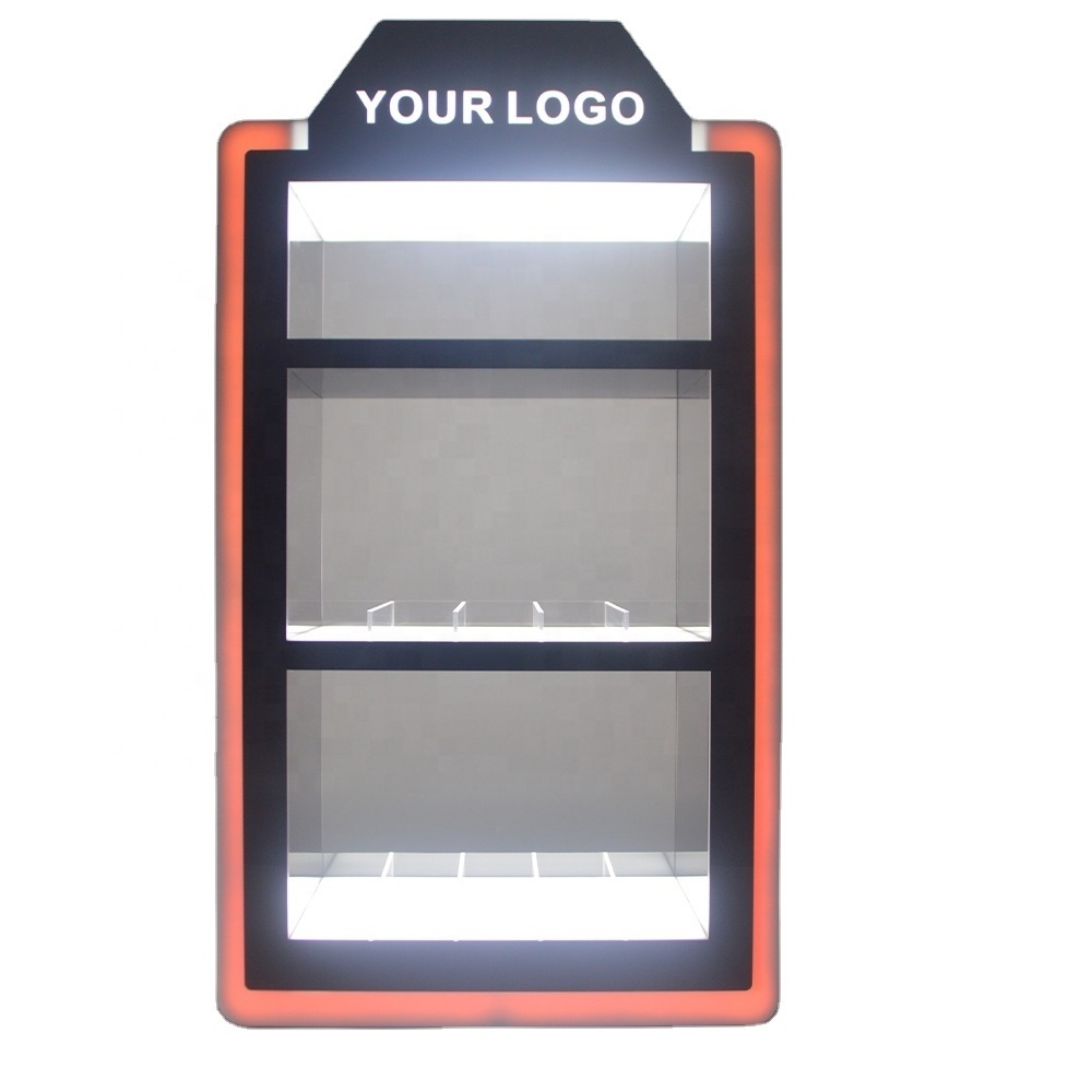 Free Sample Smoke Shop Display Acrylic Display Stands Counter RGB LED Lighted Tobacco Cigarette Display Cabinet