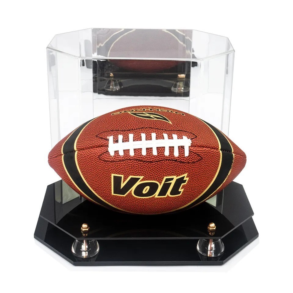 Custom Clear Transparent Acrylic Box Football Mirror Display Case Rugby Soccer Ball display Holder