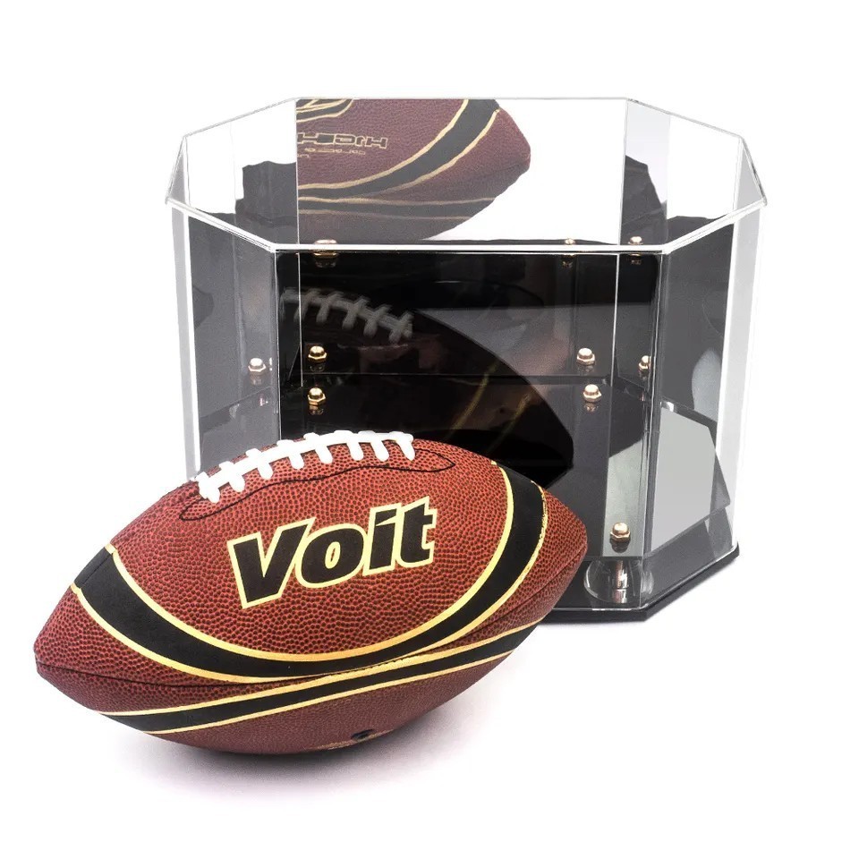 Custom Clear Transparent Acrylic Box Football Mirror Display Case Rugby Soccer Ball display Holder