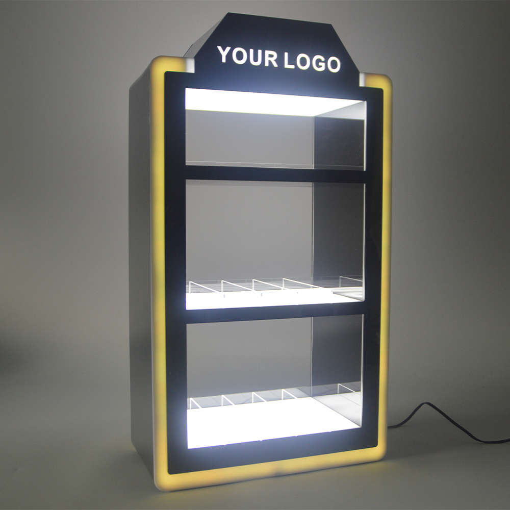 Custom LED Acrylic Plexiglass Smoke Shop Decoration accessories Counter Tabletop  Tobacco Cigarette Display Stand Case Cabinet