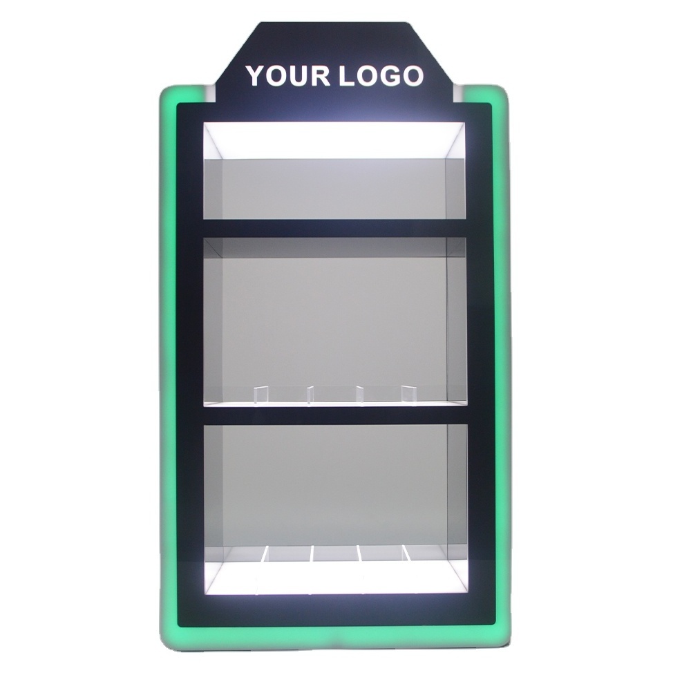 Custom LED Acrylic Plexiglass Smoke Shop Decoration accessories Counter Tabletop  Tobacco Cigarette Display Stand Case Cabinet