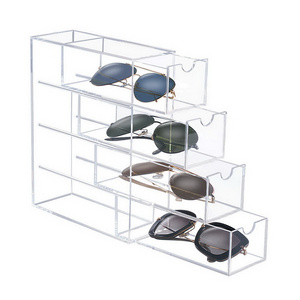 Wholesale 4 Tier Powder Box Sunglasses Cosmetic Storage Lipstick Organiser Clear Acrylic Display Box