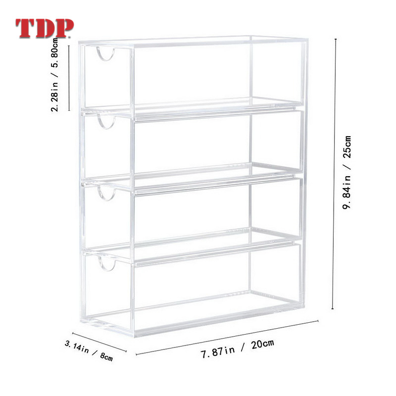 Wholesale 4 Tier Powder Box Sunglasses Cosmetic Storage Lipstick Organiser Clear Acrylic Display Box