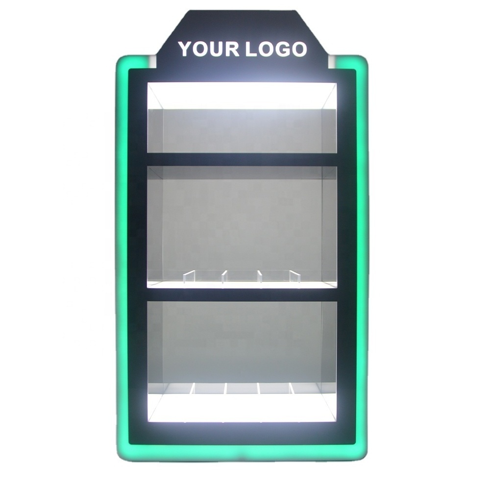 Free Sample Smoke Shop Display Acrylic Display Stands Counter RGB LED Lighted Tobacco Cigarette Display Cabinet