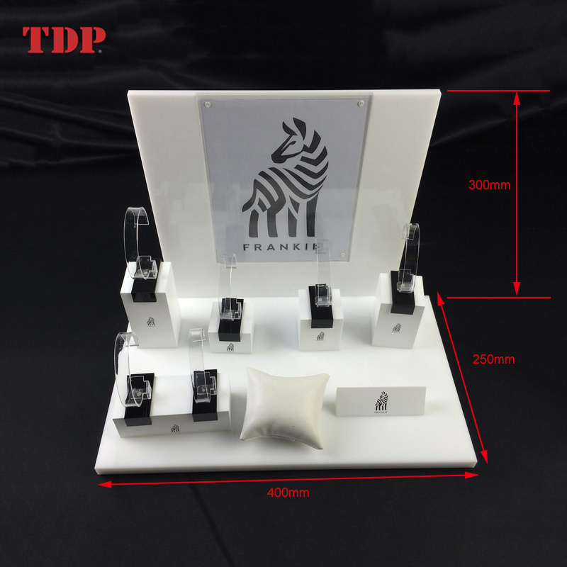 Counter Shop Luxury White Wrist Watch Holder Acrylic Watch Display Stand