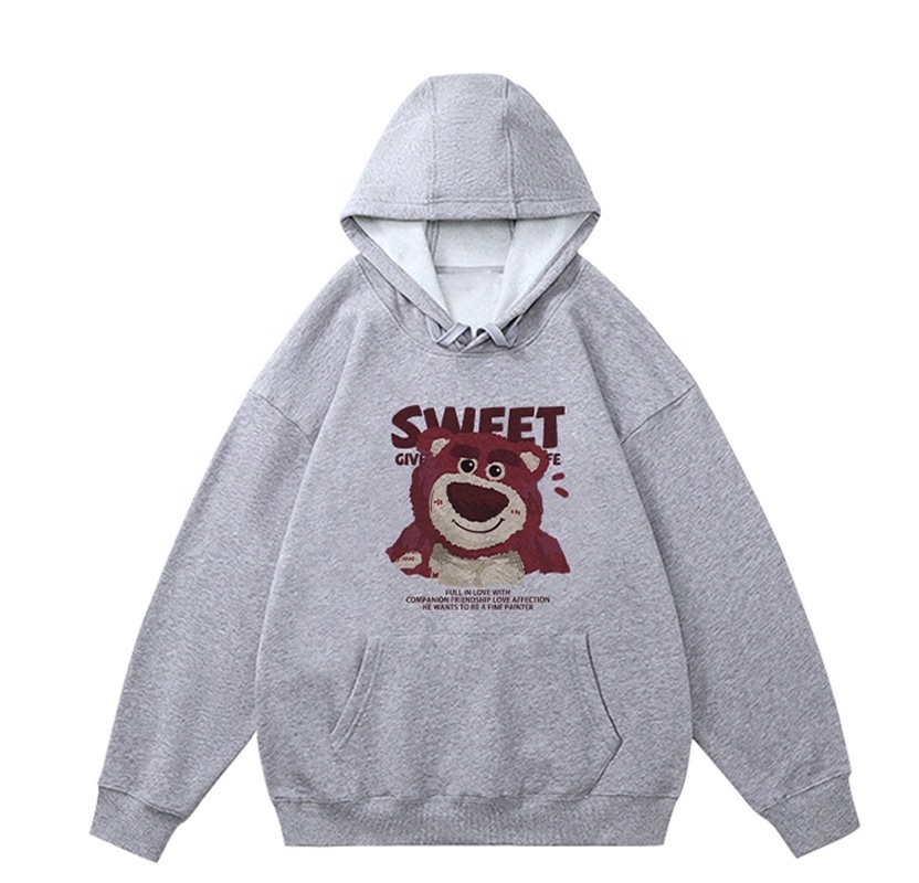 Wholesale custom pattern round neck cotton hooded sweater plus size women's  fleece sweater corded crew sweatshirt