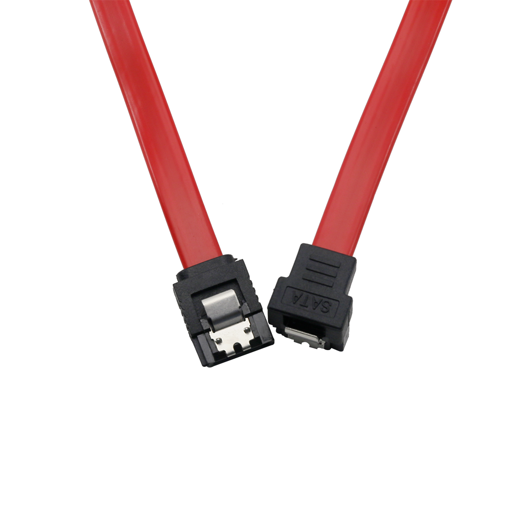 Red SATA 3.0 Dual SATA 7pin Cable Straight to 90 Degree Connector Female to Female Hard Disk 6Gpbs ATA Cable with Locking Latch