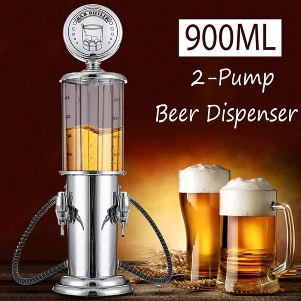 Gas Pump Liquor Dispenser, Double Pump with Two 450mL Containers, Liquor/Wine/Whiskey/Beer/Drinks Dispenser for Home and Bar