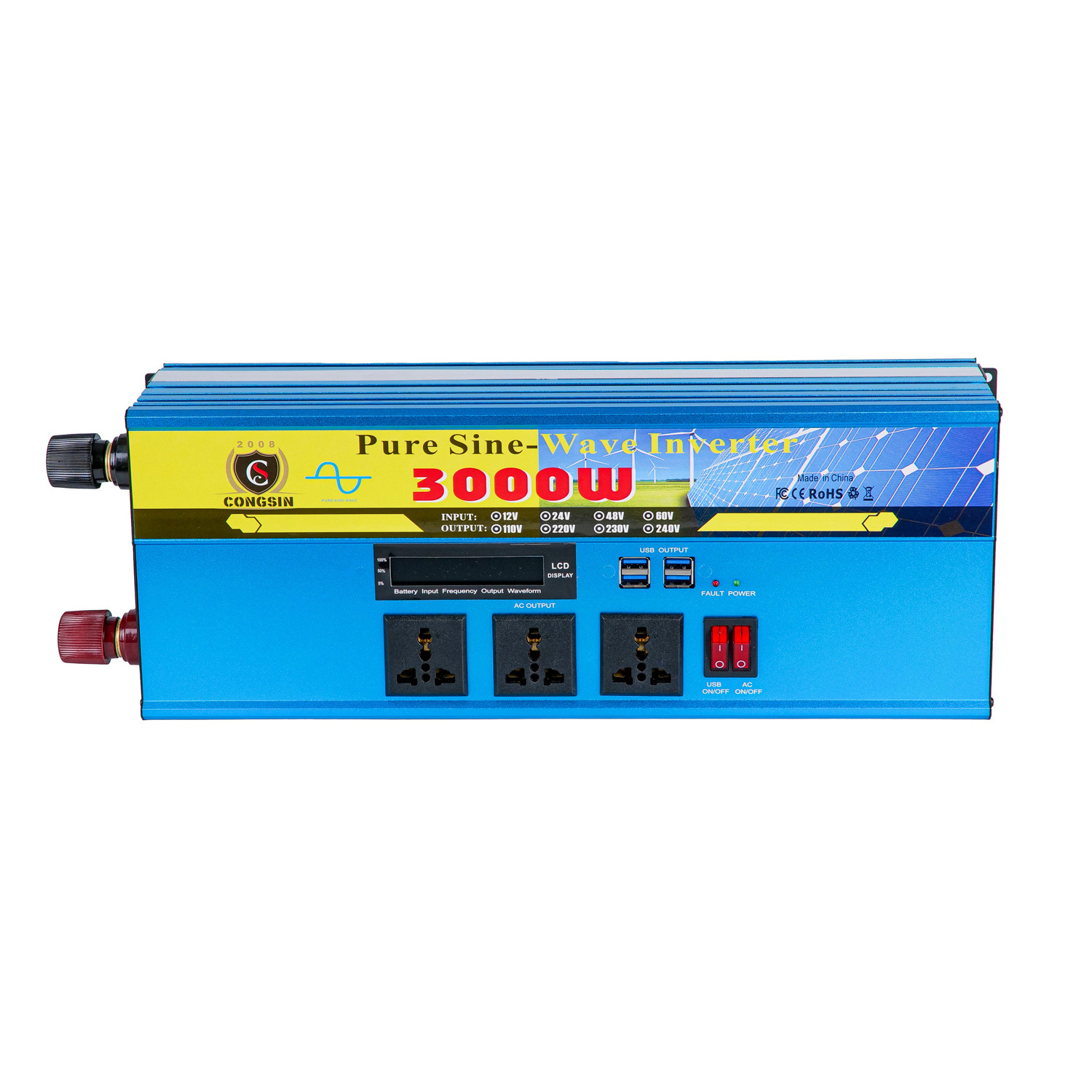 Factory Price 6000W 3000W Durable 12V-110V DC Transfer AC Inverter for Clean Energy