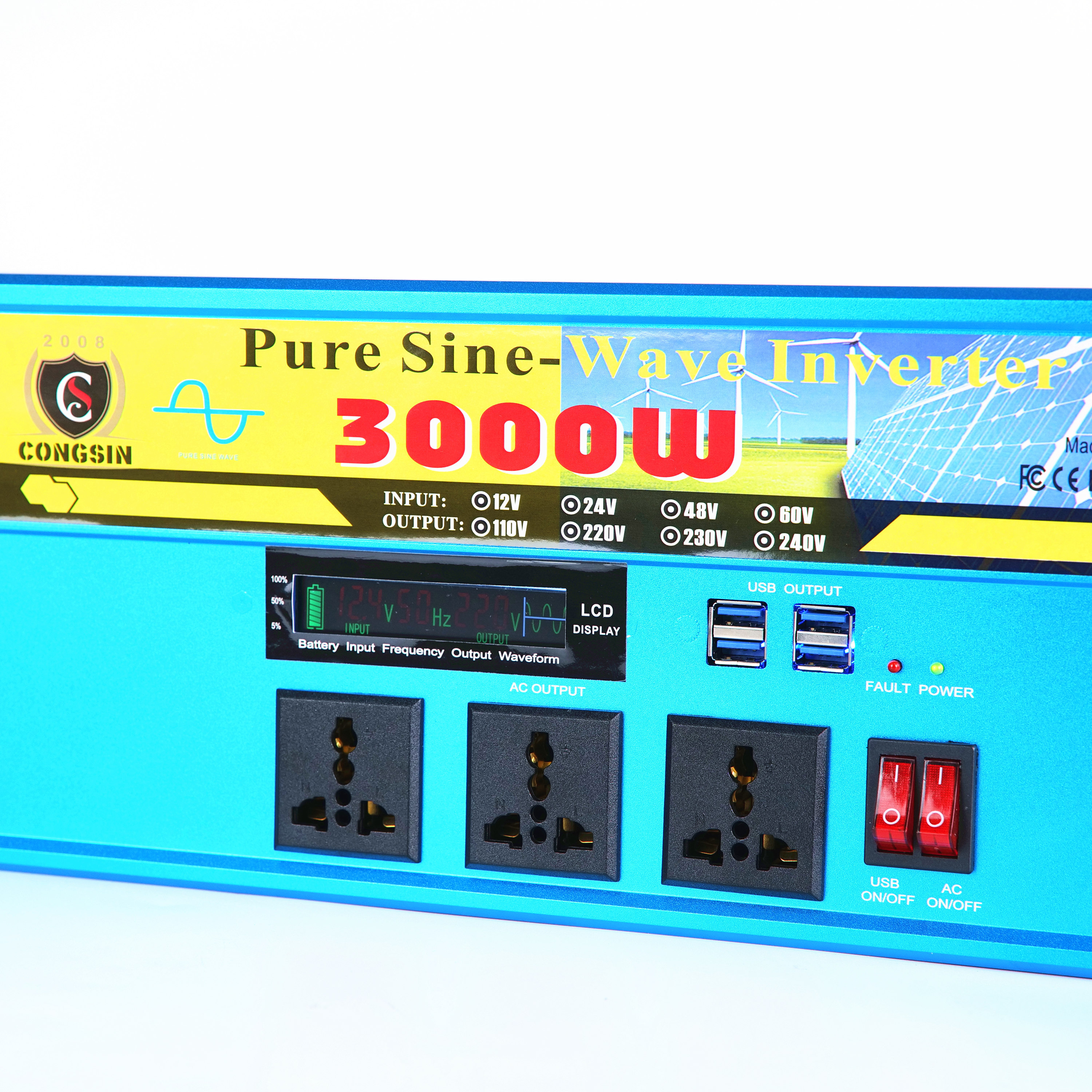 Factory Price 6000W 3000W Durable 12V-110V DC Transfer AC Inverter for Clean Energy