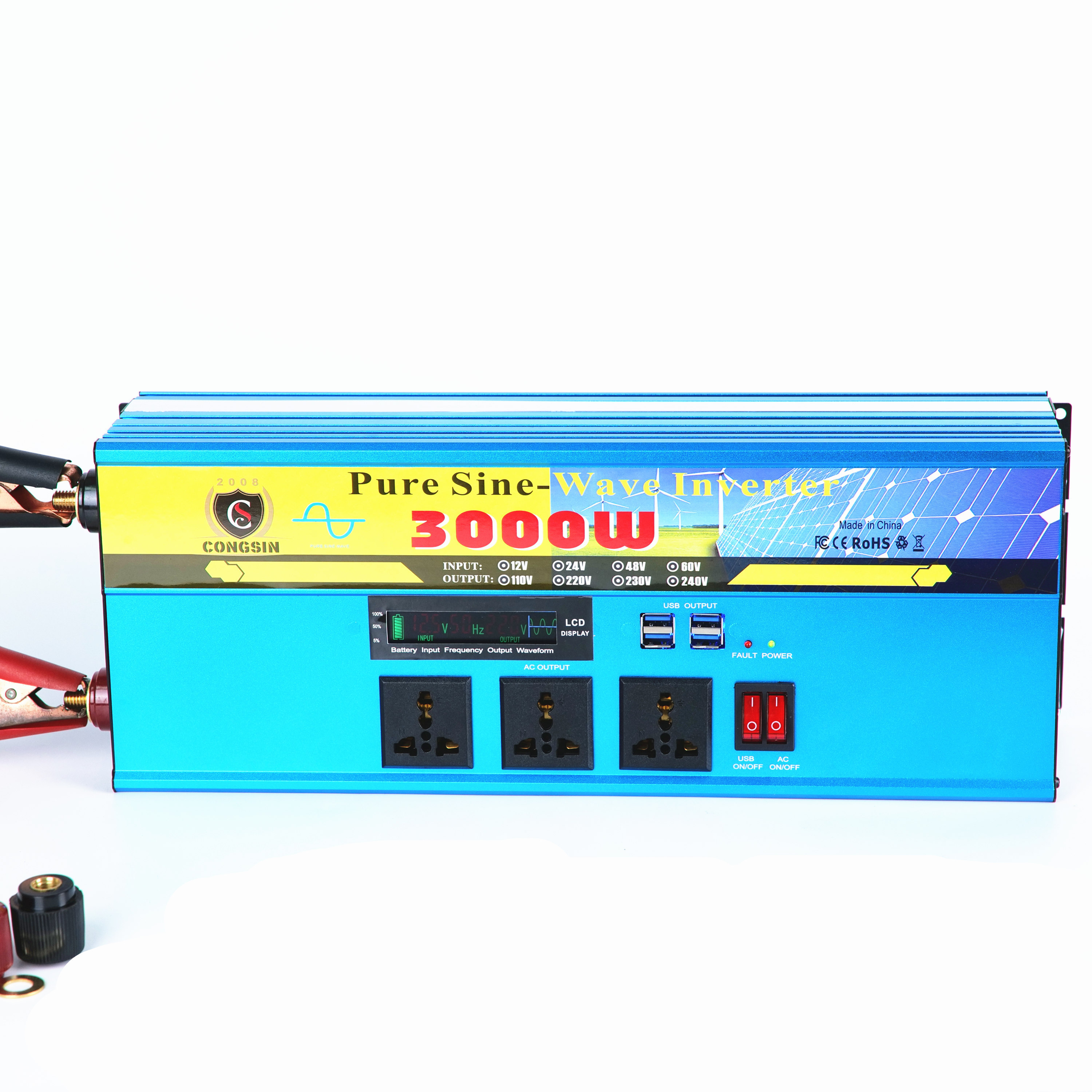 Factory Price 6000W 3000W Durable 12V-110V DC Transfer AC Inverter for Clean Energy