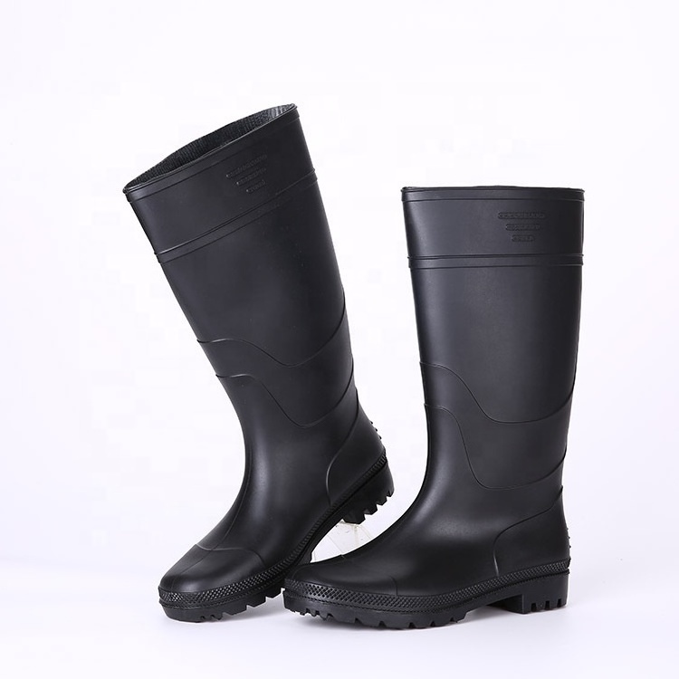 Wholesale black cheap safety pvc work rain boots for men