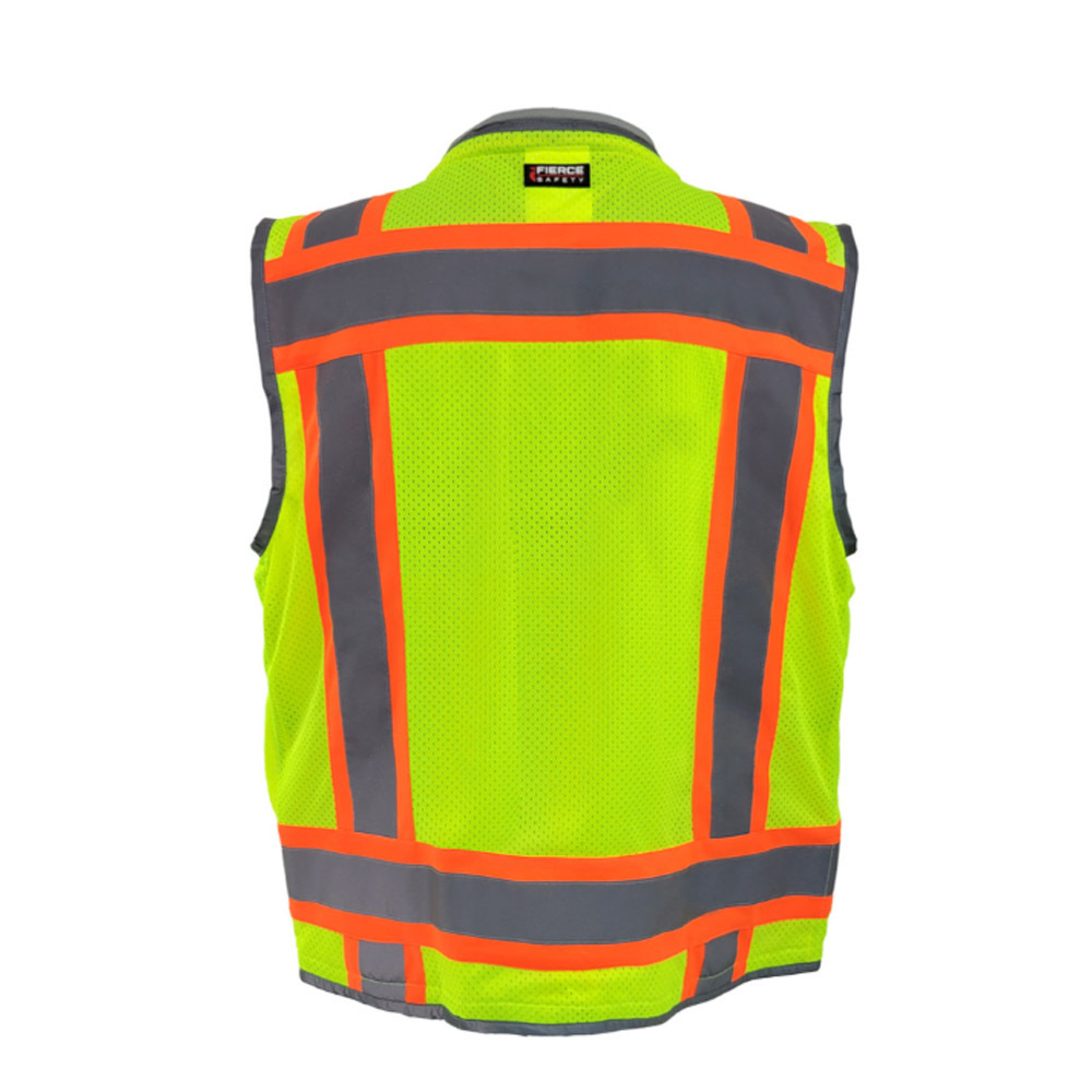 ANSI Class 2 Breathable Surveyors Orange Vest with Reflective Safety Trim