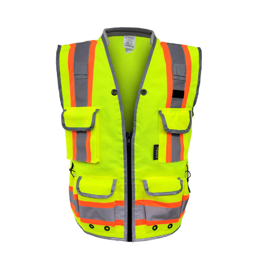 ANSI Class 2 Breathable Surveyors Orange Vest with Reflective Safety Trim