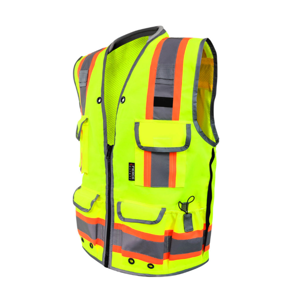 ANSI Class 2 Breathable Surveyors Orange Vest with Reflective Safety Trim