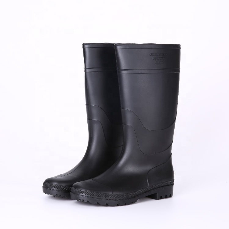 Wholesale black cheap safety pvc work rain boots for men