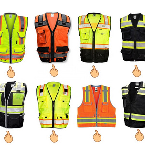 New Design Personal Protective Vest 100% Polyester Black Lighted Safety Vest with Pockets Hi Vis Safety Reflective Vest