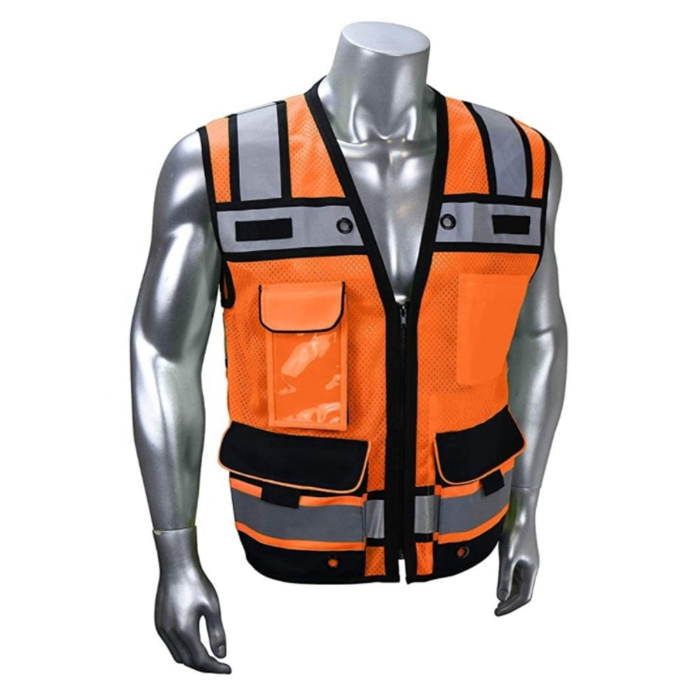 Wholesale 100% polyester engineer reflective safety vest with pockets