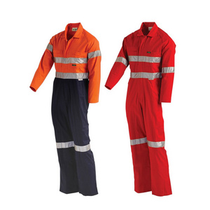 Custom Unisex Reflective Zip Coverall Safety Hi Viz Boiler suit heavy Work Overalls