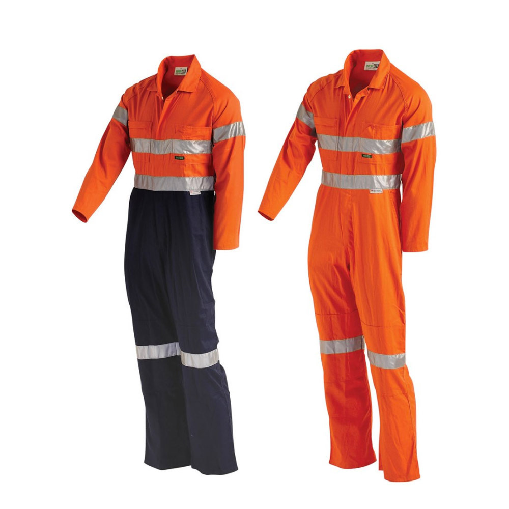 Custom Unisex Reflective Zip Coverall Safety Hi Viz Boiler suit heavy Work Overalls