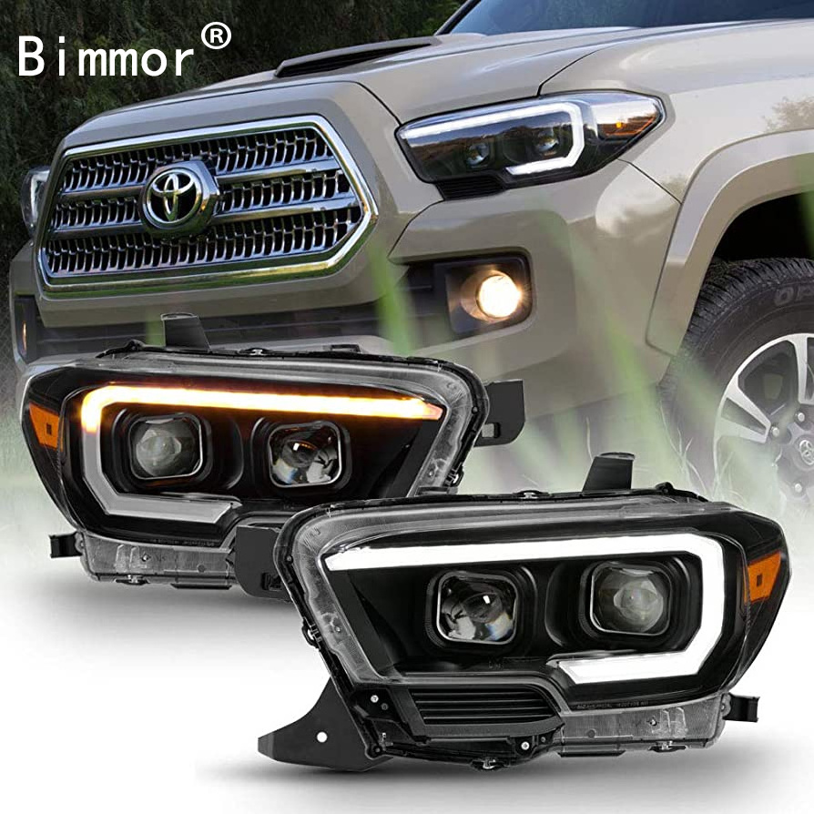 Bimmor 3 Car headlight for Toyota Tacoma 2016-2019 xenon head light USA version LED daytime running light All Black headlamp