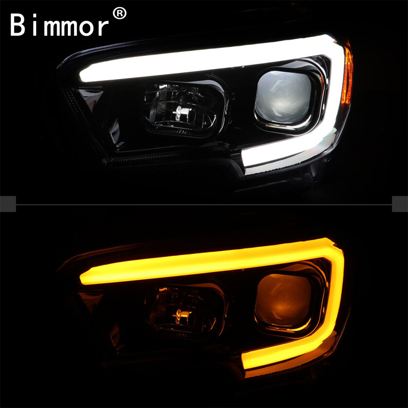 Bimmor 3 Car headlight for Toyota Tacoma 2016-2019 xenon head light USA version LED daytime running light All Black headlamp