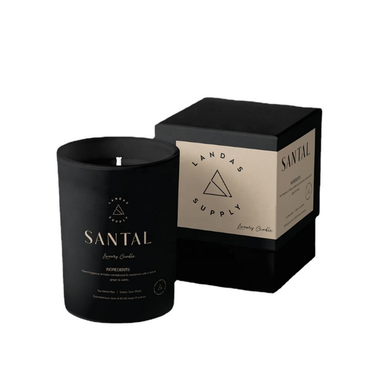 Custom Luxury Recycled Rigid Paper Matt Black Empty Candle Gift Packaging Boxes