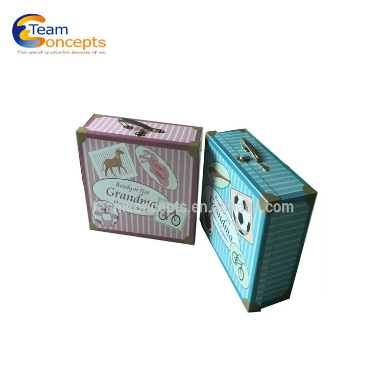 Custom Kids Doll Packaging Paper Cardboard Mini Suitcase Gift Box