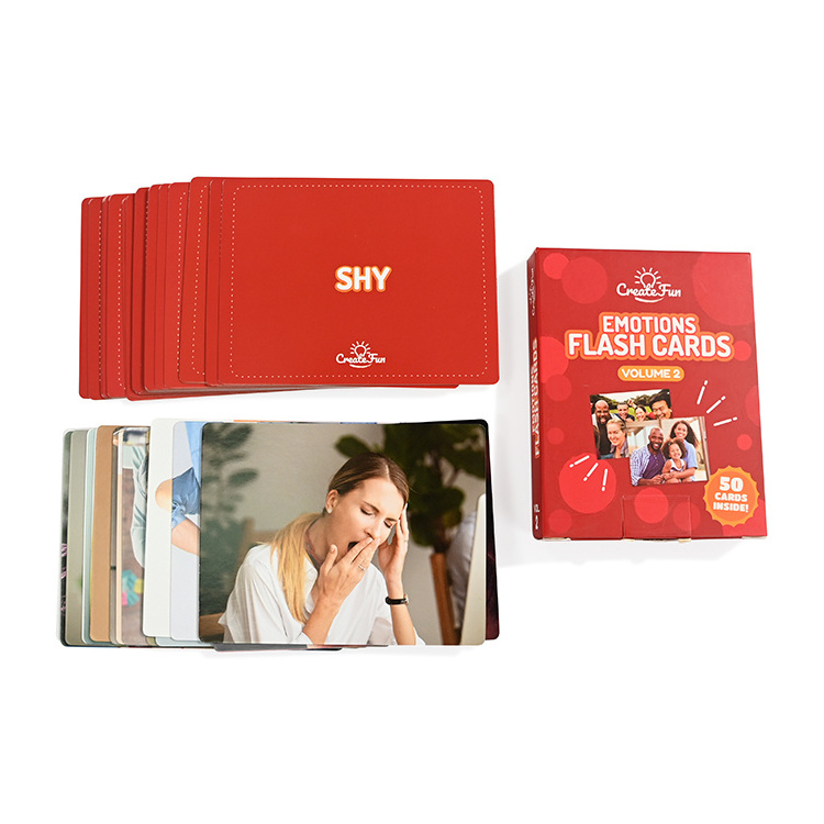 Custom Realistic Photo Cognitive Cards Kids Adult Touch And Feel Picture Cards Feelings Flash Cards