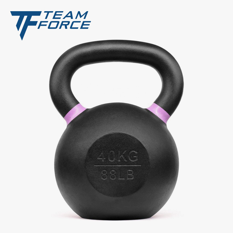 Custom gym weight training gravity workout solid vinyl spray paint coated competition cast iron kettlebell with logo