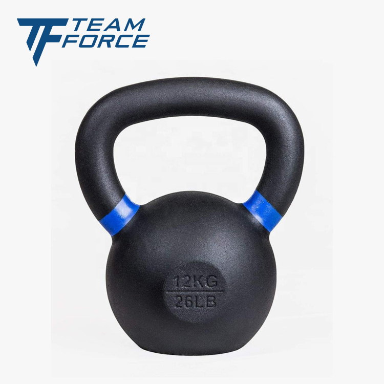 Custom gym weight training gravity workout solid vinyl spray paint coated competition cast iron kettlebell with logo