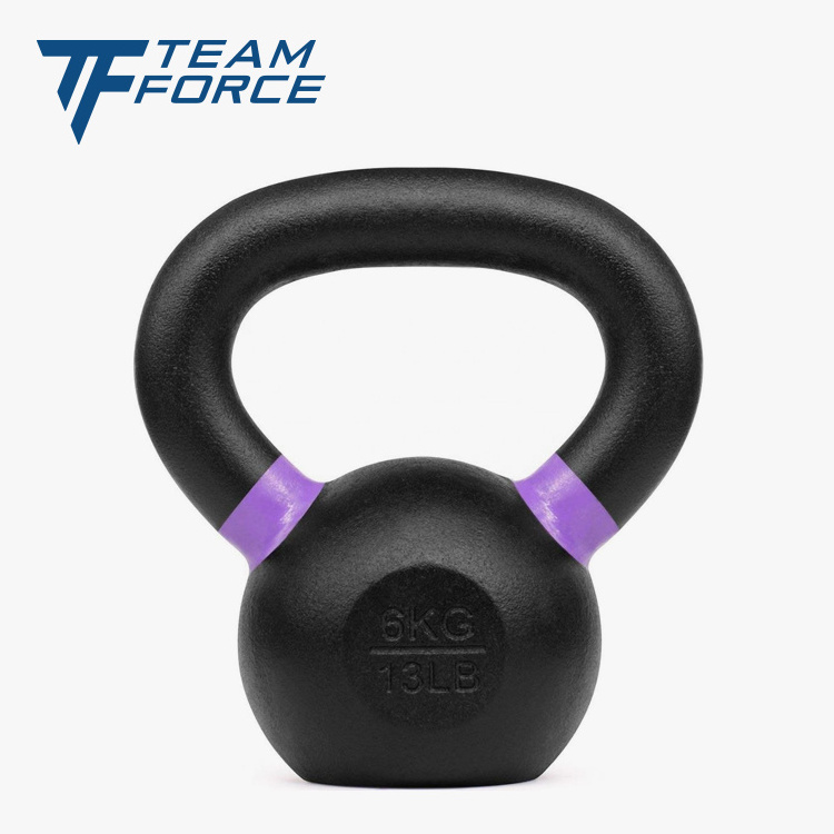 Custom gym weight training gravity workout solid vinyl spray paint coated competition cast iron kettlebell with logo