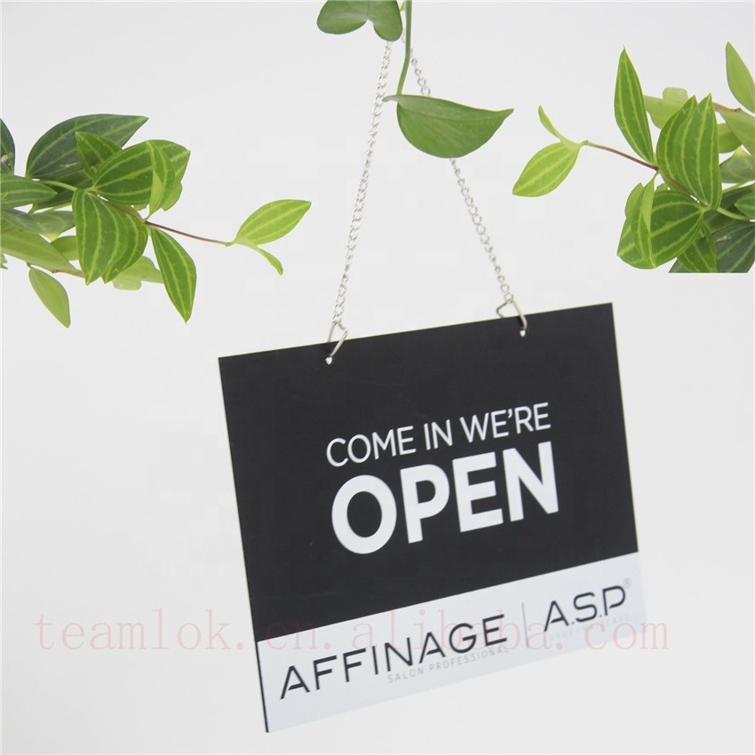 Acrylic Open Closed Door Signs with Metal Hanging Chain Double Sided Closed and Open sign