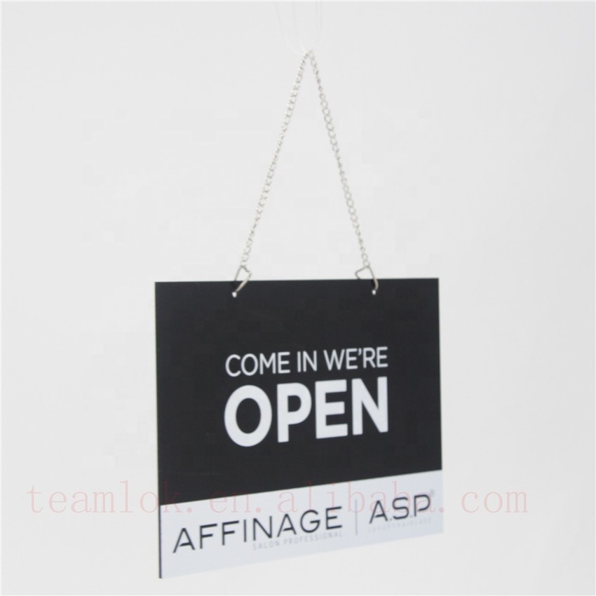 Acrylic Open Closed Door Signs with Metal Hanging Chain Double Sided Closed and Open sign