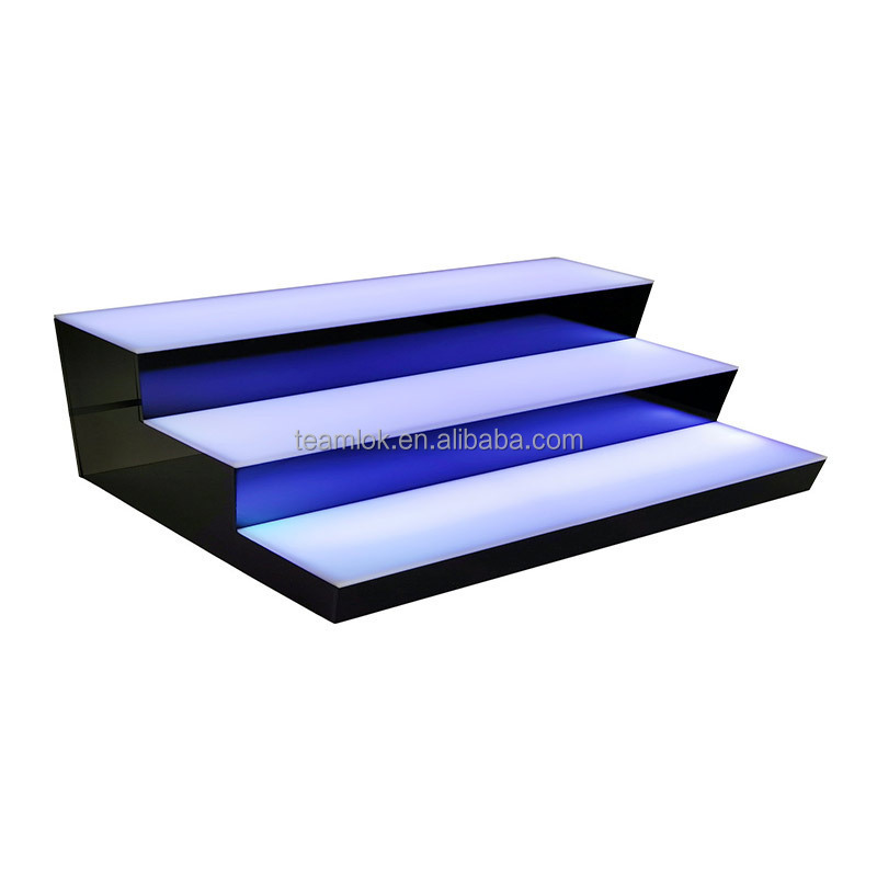 3Tier Low Profile LED Display Shelves |3 Step Tiered LED Bar Acrylic Liquor Bottle Display Shelf 12