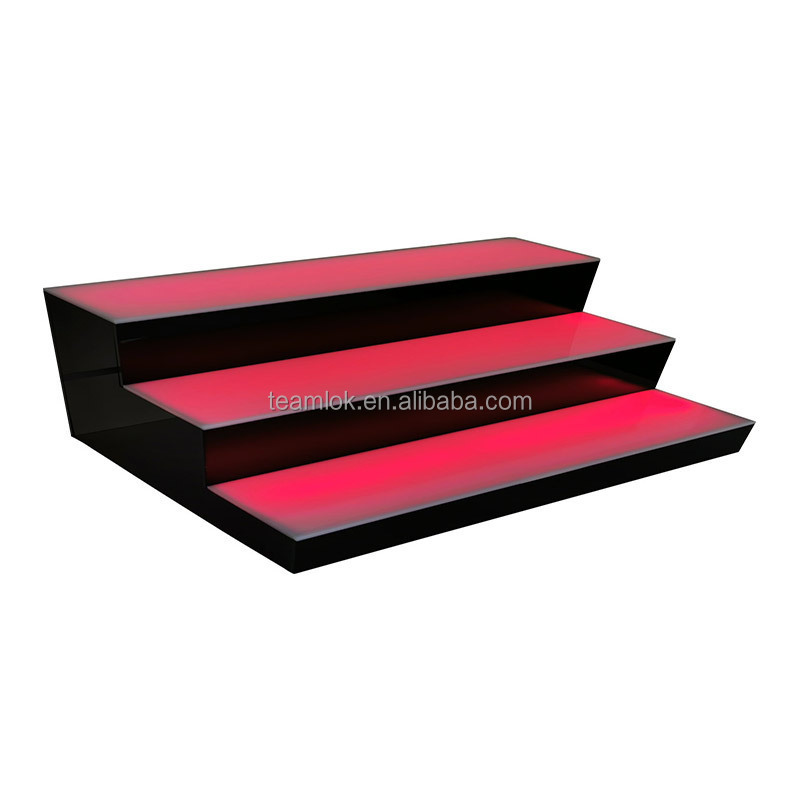 3Tier Low Profile LED Display Shelves |3 Step Tiered LED Bar Acrylic Liquor Bottle Display Shelf 12