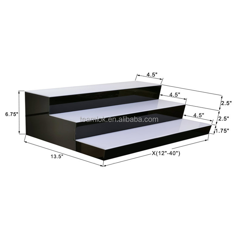 3Tier Low Profile LED Display Shelves |3 Step Tiered LED Bar Acrylic Liquor Bottle Display Shelf 12