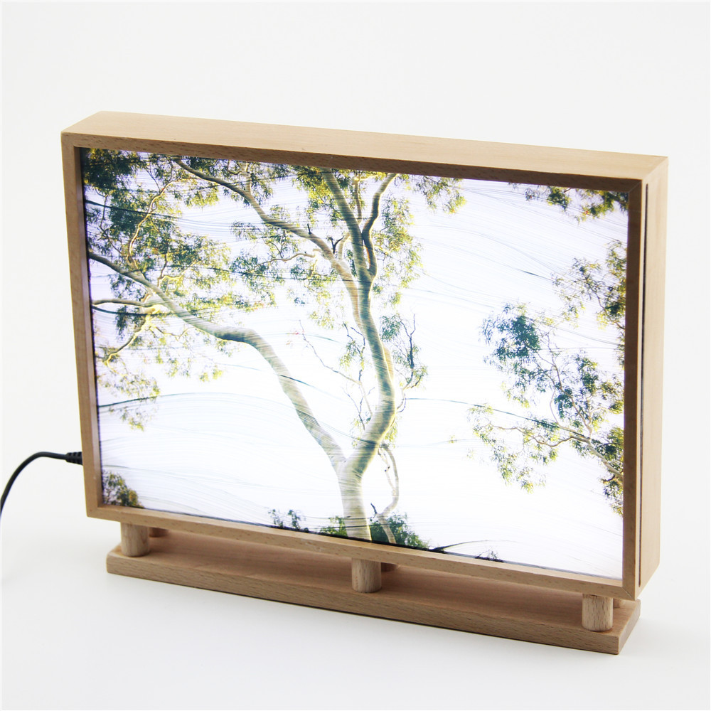 Photo Frame LED Wooden Customized Wood Picture Frames Wholesale Home & Office Decoration Gift Box Packing Light up Photo Frame