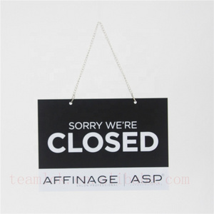 Acrylic Open Closed Door Signs with Metal Hanging Chain Double Sided Closed and Open sign