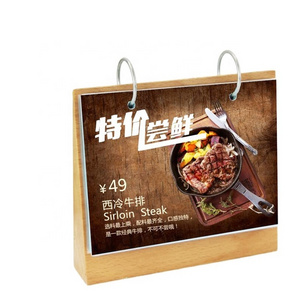 Wood restaurant menu card holder|wood table tent card holder