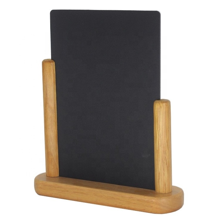 Table Top Wooden Menu Holder With Chalkboard For Restaurant