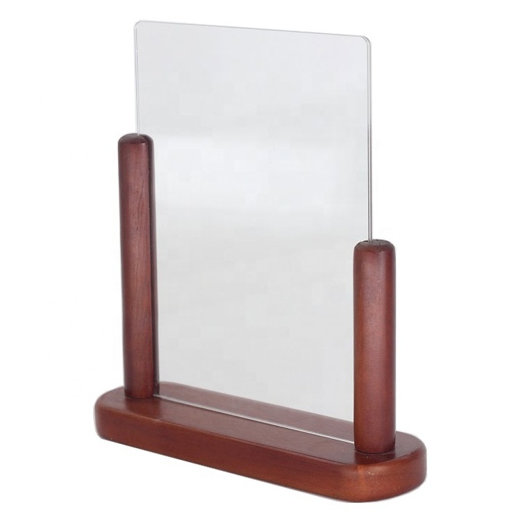 Table Top Wooden Menu Holder With Chalkboard For Restaurant