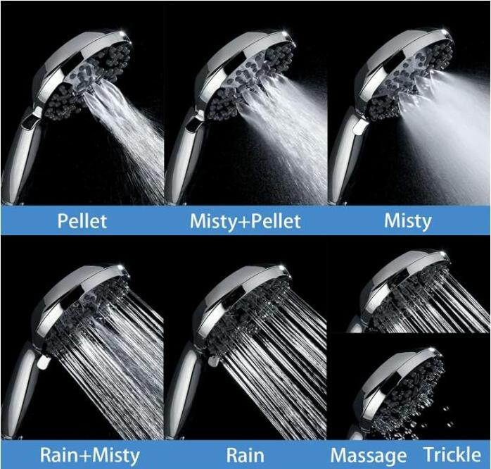 7 Functions Handheld Shower Head Set High Pressure Shower Head High Flow Hand Held Showerhead Set with 59 Inch Hose Bracket