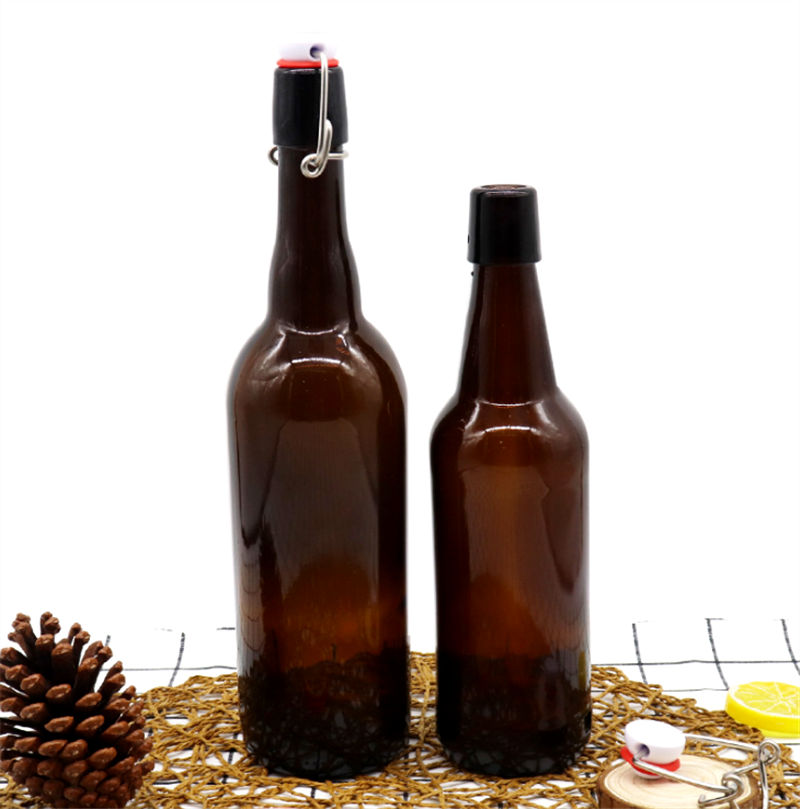 Wholesale 330ml 500 Amber glass 16 oz Kombucha Swing Top Beer Bottle With Metal Cap