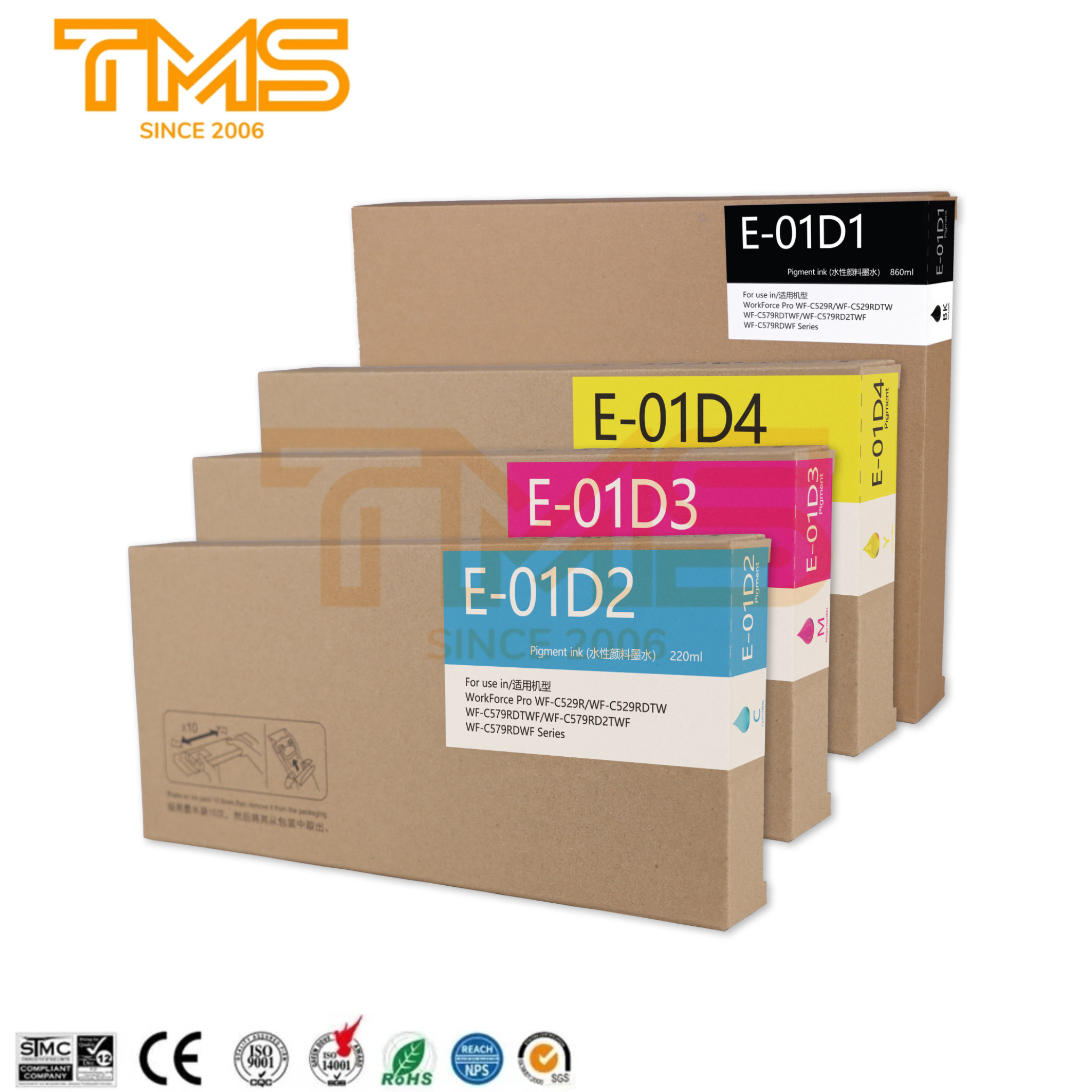 T01D1 01D1 T01D2 T01D3 T01D4 ink Bag Cartridge C13T01D100 C13T01D200 C13T01D300 C13T01D400 for Epson WF-C529R C579R Printer