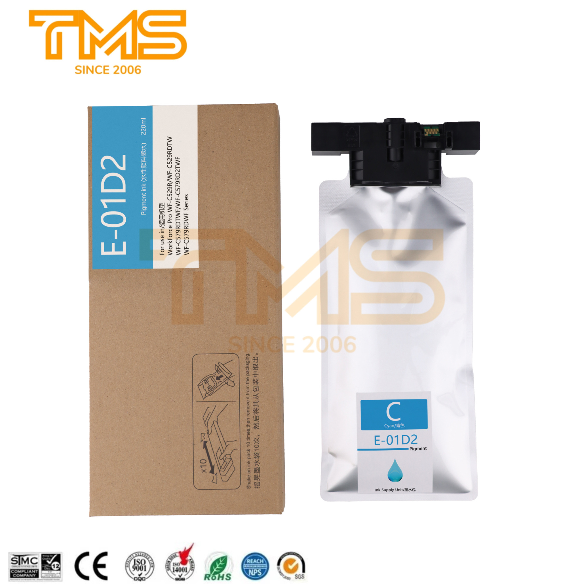 T01D1 01D1 T01D2 T01D3 T01D4 ink Bag Cartridge C13T01D100 C13T01D200 C13T01D300 C13T01D400 for Epson WF-C529R C579R Printer