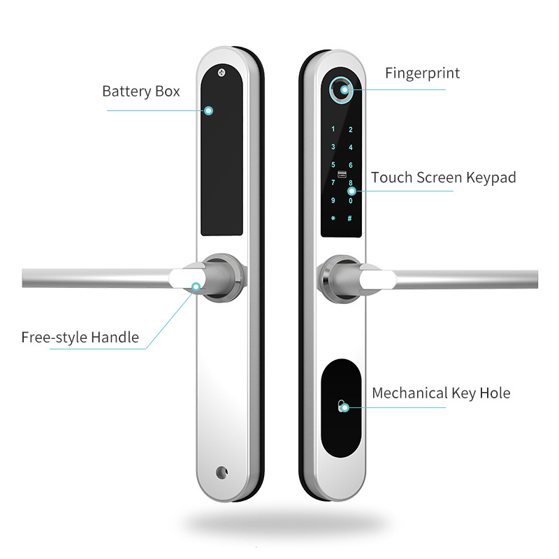 Tuya/TTlock APP Digital Keyless Smart Fingerprint Door Lock For Glass Door And Sliding Door