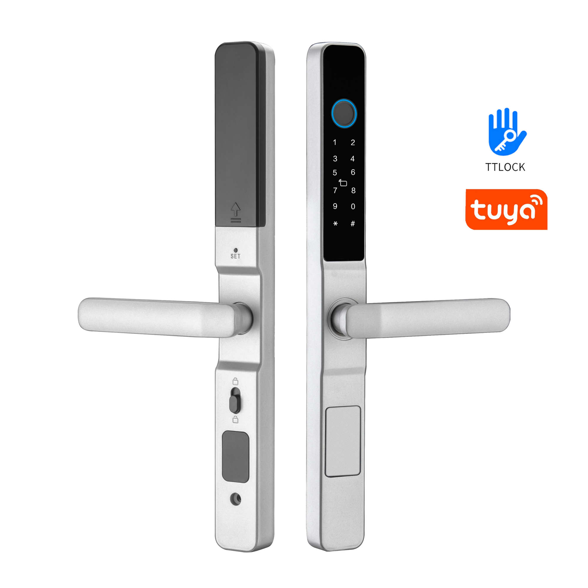 Waterproof Glass Door Smart Locks slim Aluminum Sliding Fingerprint Door Lock With Europe Mortise Bluetooth Finger Print Lock