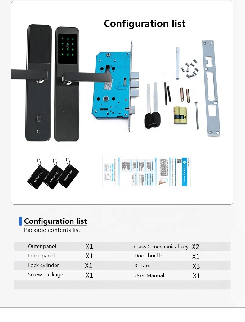 304 Stainless Steel tuya wifi or ttlock App Fingerprint Smart Lock Door Bluetooth  Digital Biometric Fingerprint Door Lock